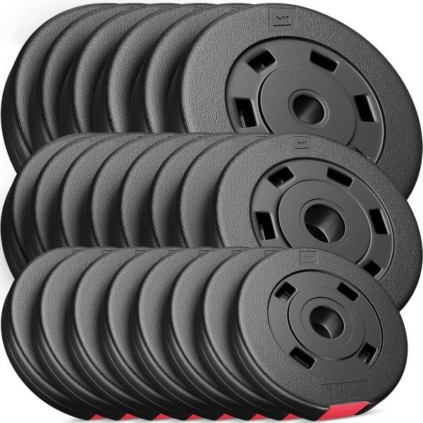 Halterschijven Set - Gewichtsschijven - Krachttraining Thuis - Duurzame Kunststof Vulling - 60 kg Totaal