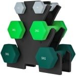 Halterset met Halterstandaard - Dumbells - Gewichten - Dumbells set van 6 Halters - Gewichten Fitness - 2 x 1 kg, 2 x 3 kg, 2 x 5 kg - Halter set voor Krachttraining, Workout, Gym