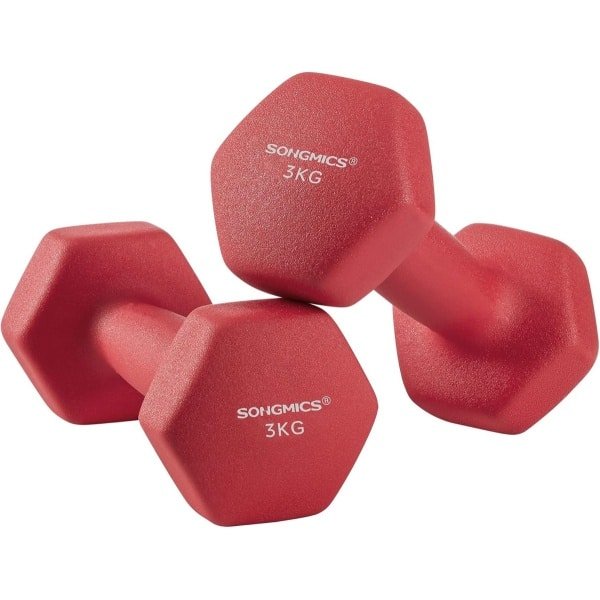 Halterset van 2 - zeshoek neopreen coating - krachttraining - fitnesstraining voor thuis.