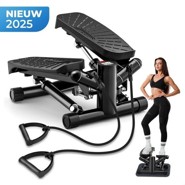 HomeFit Pro Stepper - 2-in-1 Fitness Stepper met Weerstandsbanden & LCD Display - Compact & Stil - Voor Cardio en Spiertraining Thuis