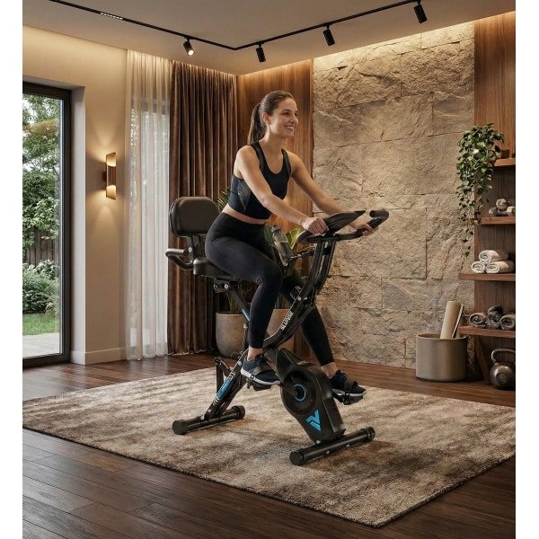 Hometrainer 5-in-1 Inklapbaar met 16 Weerstandsniveaus - Extra Stille Magnetische Ergometer tot 160 kg - Indoor Fiets voor Thuis Fitness & Cardiotraining - Designbest