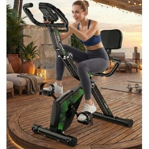 Hometrainer 5-in-1 inklapbaar - Multifunctionele Ergometer Fiets voor Thuis, Magnetisch 16-Weerstandsniveaus, LCD-Display, Stille Cardio Workout, Verstelbaar Zadel, 160 kg Belastbaar Designbest
