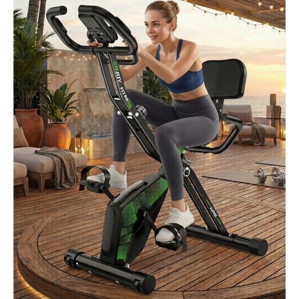 Hometrainer 5-in-1 inklapbaar - Multifunctionele Ergometer Fiets voor Thuis, Magnetisch 16-Weerstandsniveaus, LCD-Display, Stille Cardio Workout, Verstelbaar Zadel, 160 kg Belastbaar Designbest