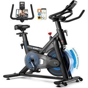 Hometrainer - App-gestuurde ergometer - Stille spinningfiets met magnetische weerstand voor cardiotraining thuis - 1 stuk - Zwart