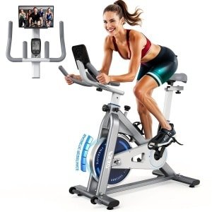 Hometrainer - Ergometer - Fitnessfiets - Indoor Bike - Stationaire Fiets - 300 Watt Weerstand - Stabiliteit Tot 150 Kg - Grijs