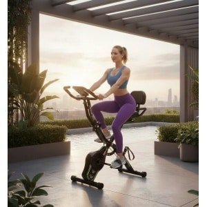 Hometrainer, Fiets, Inklapbaar, Magnetische Ergometer met LCD-Display en Extra Stil, 3-in-1 Full-Body Thuistrainer voor Cardio en Kracht, 155 kg Maximaal, Designbest