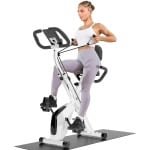 Hometrainer - Fitness Fiets - 8 Weerstandsniveaus - Systeem Magnetisch - Transportwielen - 4 in 1 - LCD Display - Comfortabele Zitting - voor Gewichtsverlies - Batterij-aangedreven - 150kg - Wit