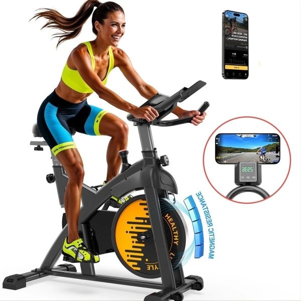 Hometrainer - Fitnessfiets - Exercisefiets - Magnetische Fiets - Stil Werkend - Verstelbaar Zadel - Bluetooth Connectiviteit