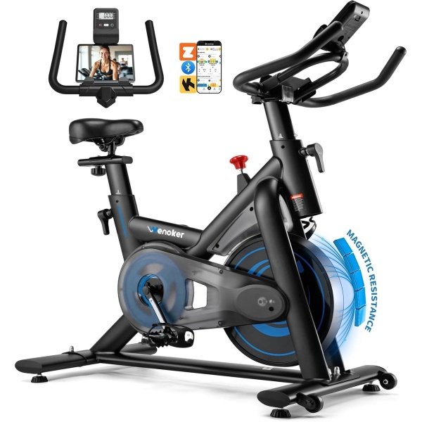 Hometrainer - Fitnessfiets - Indoor Bike - Fiets Trainer - Trainingsfiets - Stille Riemaandrijving - Verstelbare Magnetische Weerstand - Comfortabel Zadel - Max. 160 kg - App-Connectiviteit
