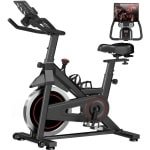 Hometrainer - Fitnessfiets - Indoor Bike - Trampolinefiets - Fietstrainer - Stil Riemaandrijving - Verstelbaar Comfortzadel - Tablet & Fleshouder - Max 136 kg