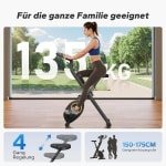 Hometrainer FoldRide Comfort - inklapbare fitnessfiets met LCD-monitor, 16 niveaus magnetische weerstand, verstelbare zithoogte, ruimtebesparend en stil, indoor bike voor thuisgebruik, maximaal 136 kg - geel Designbest