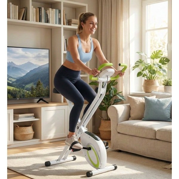 Hometrainer / Indoorfiets F-Bike Pro - Opvouwbare Fitnessbike met Magnetische Weerstand, LCD-Display, Hartslagmeter, Calorie- en Snelheidsmonitor - Geschikt tot 130 kg - Designbest