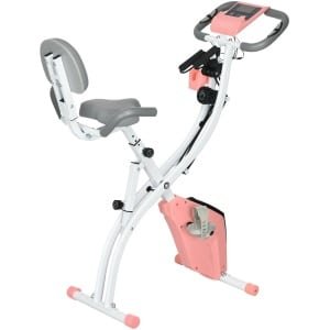 Hometrainer - Spinningfiets - Hometrainers - Indoorfietsen - Indoorfiets - Fiets - voor Cardio Training - Roze - 2-in-1 Fitness Fiets - 8 Niveaus - LCD Display - Opvouwbare - Verstelbaar Zadel - met Rugleuning - 120kg Draagkracht