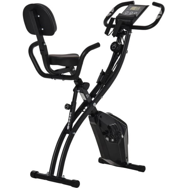 Hometrainer - Spinningfiets - Hometrainers - Indoorfietsen - Indoorfiets - Fiets - voor Cardio Training - Zwart - 2-in-1 Fitness Fiets - 8 Niveaus - LCD Display - Opvouwbare - Verstelbaar Zadel - met Rugleuning - 120kg Draagkracht