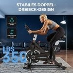 Hometrainer met app, stille hometrainer met gebogen stuur, comfortabele ergometer hometrainer met lcd-scherm, tablethouder, tot 160 kg