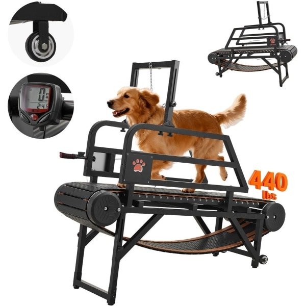 Hondenloopband - Loopband voor Honden - Maat 175x51x144 cm - Draagvermogen 199,58 kg - Traploos Verstelbaar - Rem en Wielen - Helling 15 cm - Voor Kleine en Middelgrote Honden