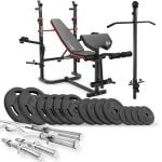 Hop-Sport HS-1065 - Halterbank Set - Gietijzeren Halterset 76 kg - Krachttraining Thuis