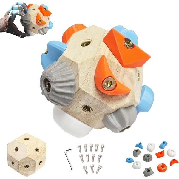 Houten Klimbal 11 cm - Pinch Block - Klimtrainingsmateriaal - Vingertrainer - Handversterker - Grip Trainer - Voor Boulderen - Mobiel Hangboard Alternatief - Krachttraining Thuis - Sport Cadeau Man