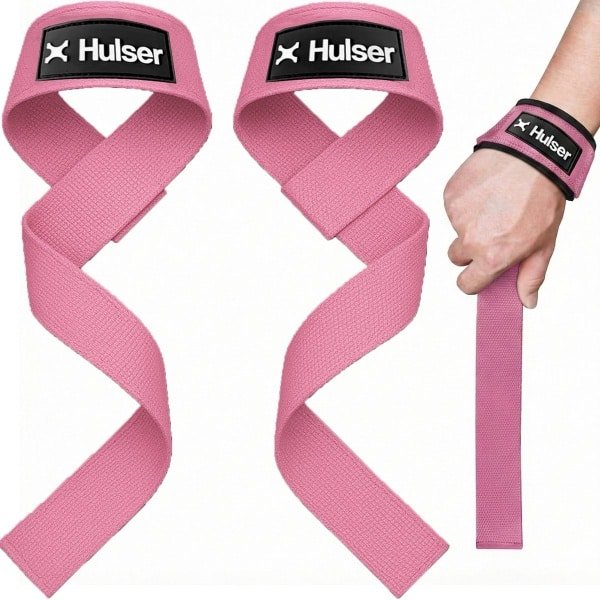 Hulser Lifting straps - Roze - 2 stuks - met Padding - Wrist wraps - Gym Lifting grips - Soft hooks - Voor deadlift, RDL's en meer - Fitness, Krachttraining, Bodybuilding en Powerlifting