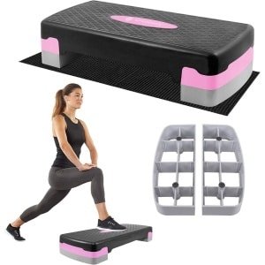 In hoogte verstelbare Aerobic Stepbank voor Fitness en Krachttraining - Max. Belasting 350 kg