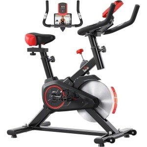 Indoor Fiets - Hometrainer Fitness - Cardio Training - Traploos Instelbaar - 102 x 47 x 114 cm - Zwart Rood