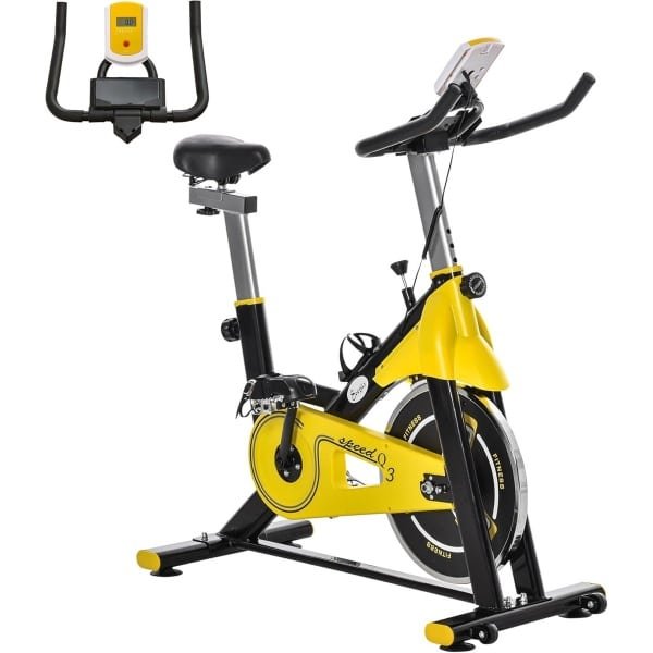 Indoor Hometrainer Fitnessfiets met LCD-Display en Verstelbaar Zadel