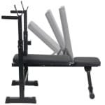 Inklapbare Halterbank - Verstelbare Rugleuning & Haltersteunen - Compacte Fitnessbank voor Thuis - Krachttraining Bench - Antislip - Max. 100 kg - Zwart - 110 x 61 x 108 cm