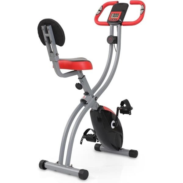 Inklapbare Hometrainer - Fiets Trainen - Thuis Fitness - Met Calorieënteller - 122x46x122cm - Rood/Grijs