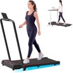 Inklapbare Loopband voor Thuis en Kantoor met Helling, 2-in-1 Treadmill tot 10 km/u, Afstandsbediening, Geluidsarm, Ruimtebesparend