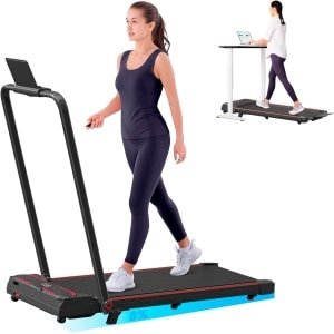 Inklapbare Loopband voor Thuis en Kantoor met Helling, 2-in-1 Treadmill tot 10 km/u, Afstandsbediening, Geluidsarm, Ruimtebesparend