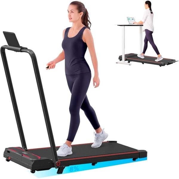 Inklapbare Loopband voor Thuis en Kantoor met Helling, 2-in-1 Treadmill tot 10 km/u, Afstandsbediening, Geluidsarm, Ruimtebesparend