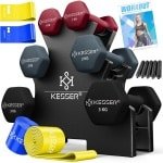 KESSER® Dumbells Set 3 Paren | Gewichten Set met Standaard | verstelbare Dumbell Geschikt voor Krachttraining | Halterset met oefeningenboekje, 2x fitnessbanden