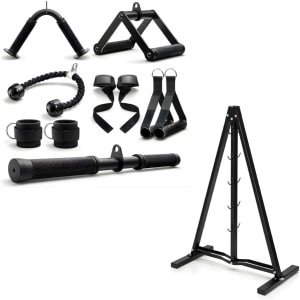 Kabel Accessoires Set voor Lat Pulldown en Krachttraining - 5-delig of 7-delig met Optioneel Opbergrek