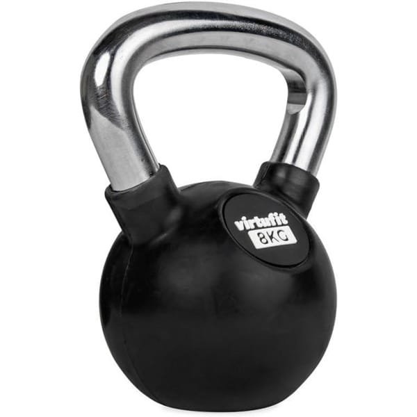 Kettlebell 8 kg Rubber en Chroom voor Krachttraining en Fitness