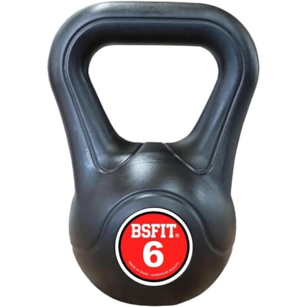 Kettlebell Kunststof - Functioneel Gewicht - Krachttraining Thuis - Beton Gevuld - 6 kg - Zwart