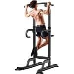 Krachtstations- Pull up bar - Power Tower - Pull up and Dip station GRATIS trainingsplan - pull-uptoren -Optrekstang - multifunctioneel fitness-trainingsapparaat - voor core & bovenlichaam krachttraining thuis gym -zwart GRATIS trainingsplan