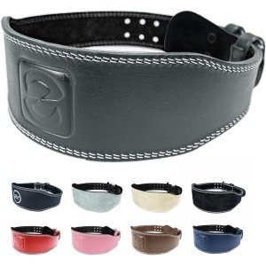 Krachttraining gewichtheffersriem voor deadlift en kniebuigingen zwart glad met kussen - maat L