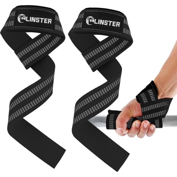LINSTER Hulpmiddelen krachttraining, 61 cm lengte, professionele fitness straps (5 mm gevoerd) met antislip latex strips, lifting straps voor krachttraining, gewichtheffen voor vrouwen en mannen