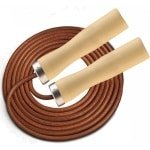Leren Springtouw - Fitness Touw - Cardio Training - 360° Kogellagers - 2.7 Meter Touw - Bruin