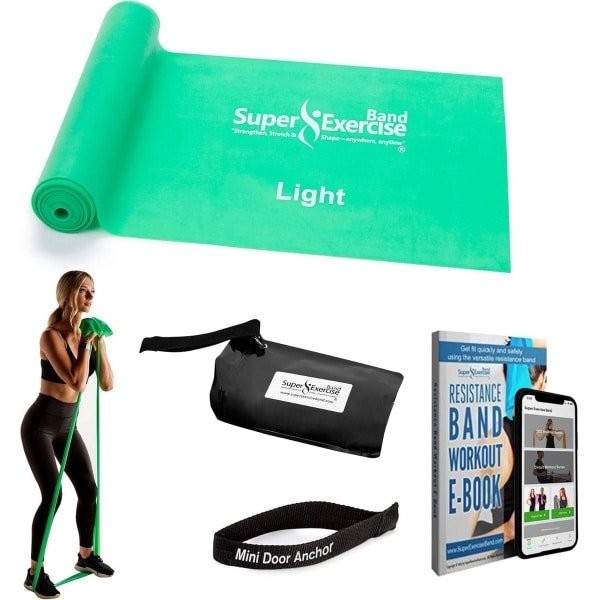 Lichtgroene Weerstandsband voor Krachttraining en Fysiotherapie - Latex-vrij Fitness Elastiek 210 cm