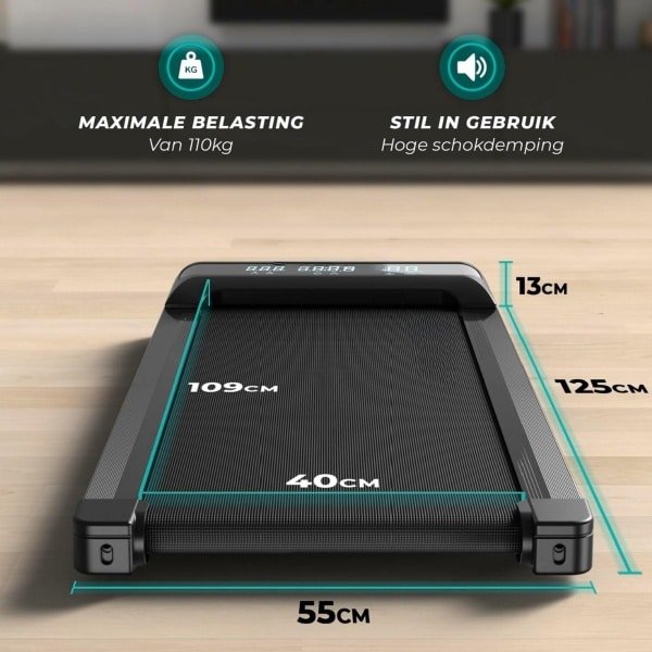 LifeStages - Loopband Inklapbaar - Loopband - Walking Pad - Wandelband met Helling - Voor Onder het Bureau - Incl. Afstandsbediening