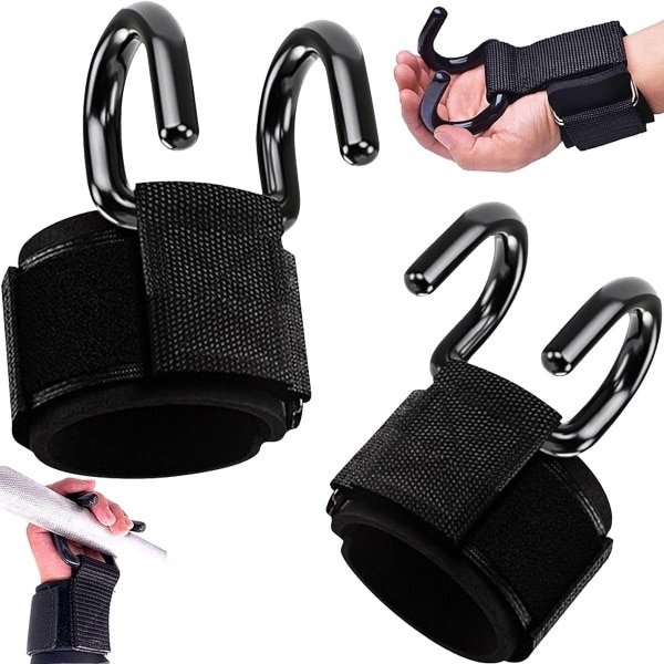 Lifting Hooks - Deadlift Straps - 2 Stuks - Gym Grip Straps - Hook Grips met Haken - Weightlifting Hooks - Deadlift Straps - Power Grips - Lifting Straps - Hijshaken voor Krachttraining - Polssteun - Voor Deadlift, Pull Ups - Fitness Accessoires