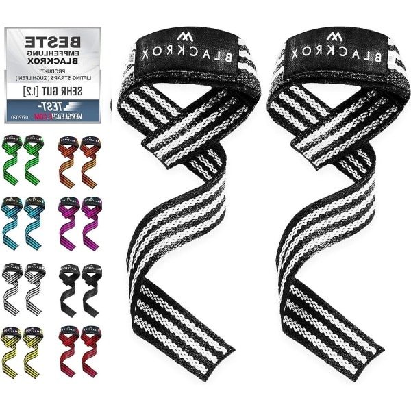 Lifting Straps Bodybuilding gevoerde hefbanden voor vrouwen en mannen - deadlifts krachttraining gewichtheffen fitness - BLACKROX - grijphulp - 1 paar