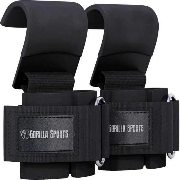 Liftingstraps met Haken - Fitness Accessoires - Krachttraining Ondersteuning - Stalen Haken - Universele Maat - Zwart