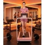 Loopband Inklapbaar met Helling - Walking Pad voor Thuis & Kantoor - 1-8 km/u - Compact Onder Bureau - Stil & Schokabsorberend - Roze - Designbest