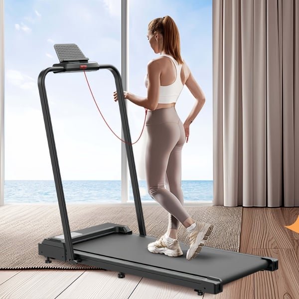 Loopband - Wandelband - Treadmill - Walking Pad - Hardloopband - 2-in-1 Inklapbaar Design - Krachtige 2,5PK Motor - 1-10 km/u Snelheidsinstelling - Touch & Afstandsbediening - LED Display - Max. 120 kg