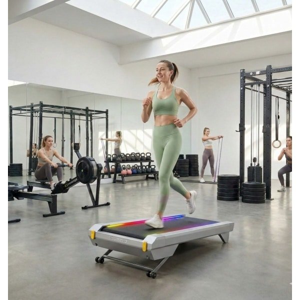 Loopband met Automatische Hellingshoek voor Thuis en Kantoor - Slanke Onder-Tafel Walking Pad met 14% Hellingshoek, LED-Display, Stille Borstelloze Motor en AI-ondersteunde SmartCoach App - Designbest