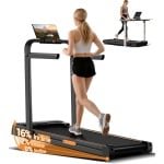 Loopband met hellingshoek van 16%, 10 km/u, stille 2,5 pk motor, compacte loopband voor thuis en op kantoor, draagvermogen tot 136 kg