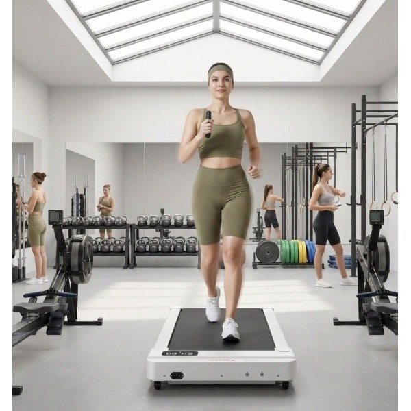 Loopband voor Thuis 3-in-1 met 5% Helling - Ultra Stille Walking Pad Onder Bureau - 6 km/u - Met Afstandsbediening & App - Wit - Designbest