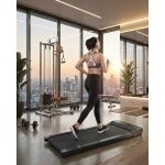 Loopband voor Thuis & Onder Bureau - Elektrische Walking Pad 0,75 PK tot 8 km/u - Compact & Stil - LED-Display met Afstandsbediening - Draagvermogen 110 kg - Zwart - Designbest